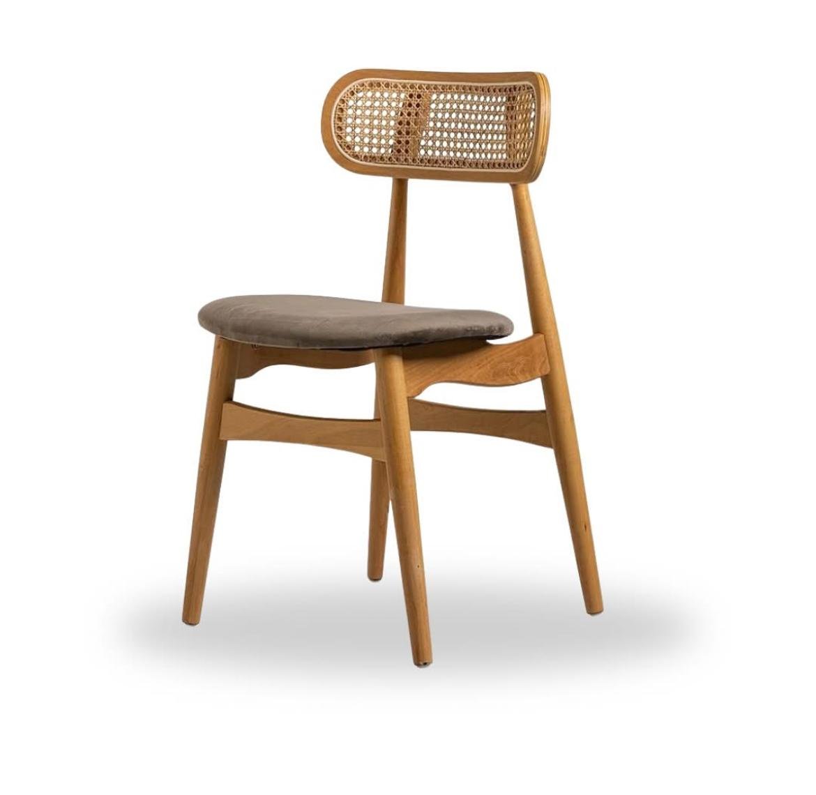 كرسي مودرن خشب زان وجلد - تصميم انسيابي فاخر